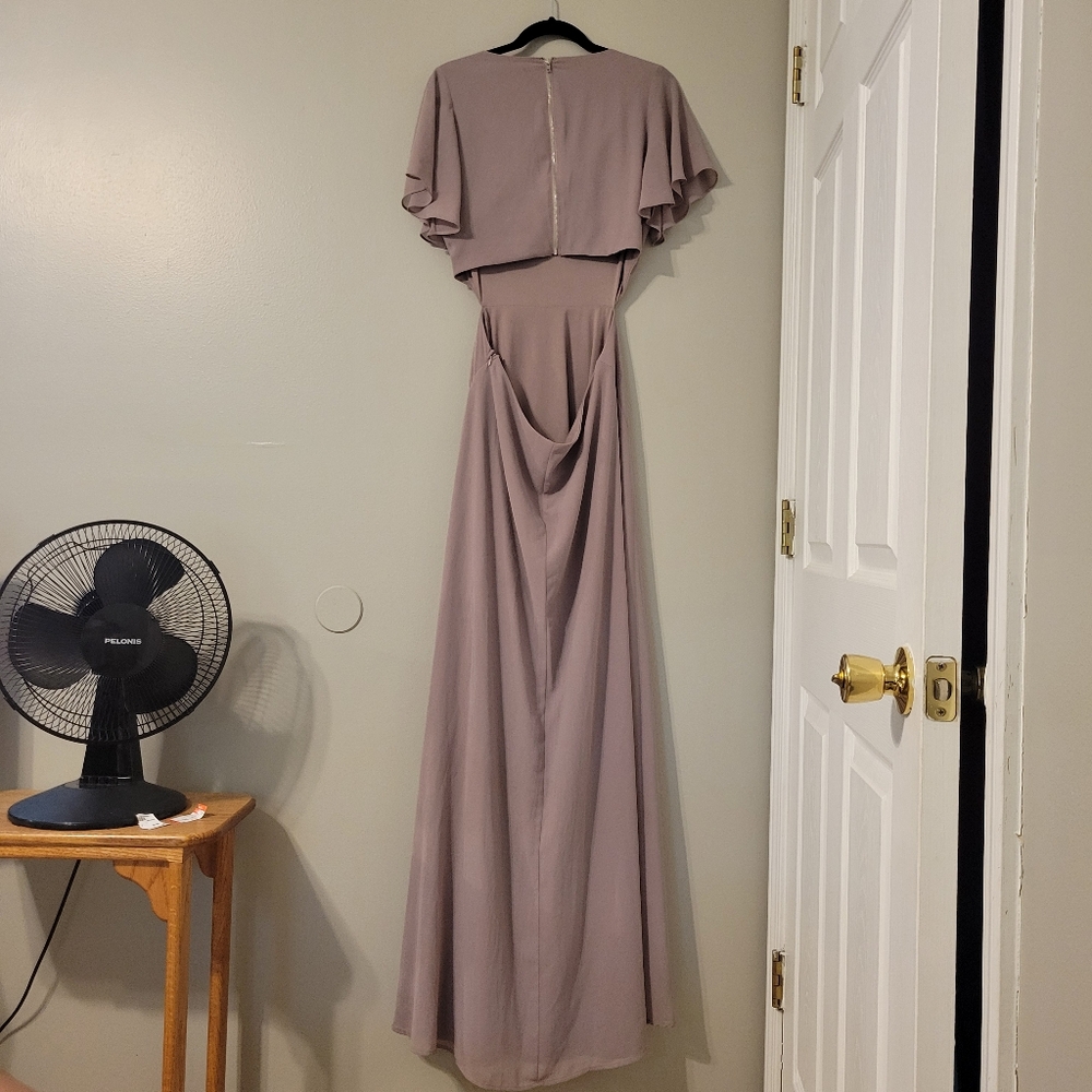 Lulus Women Garden Bliss Dusty Lavender Bridesmaid Cutout Maxi Dress. Size L - Picture 6 of 13
